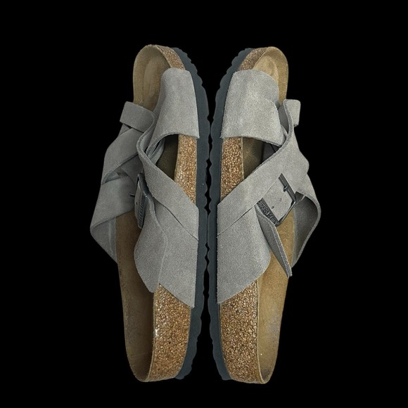 Birkenstock Lugano Suede Strappy Taupe Sandals  Womens 10 (41) Soft Footbed - Picture 6 of 7